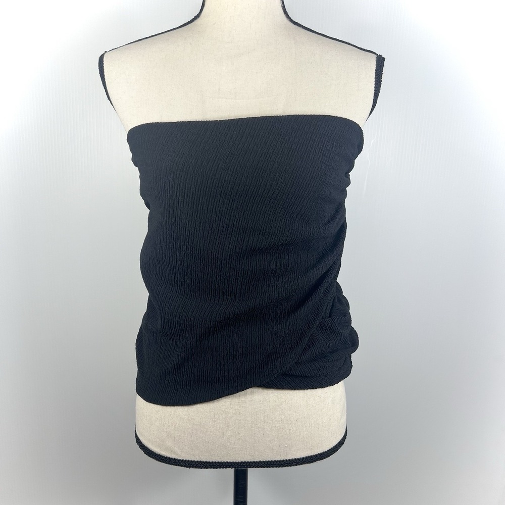 Camila Coelho Ruched Sleeveless Top Size Small Black Tube Top Capsule Minimalist